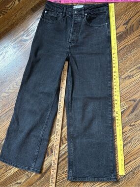 Free People High waist crop wide leg black jeans size 27